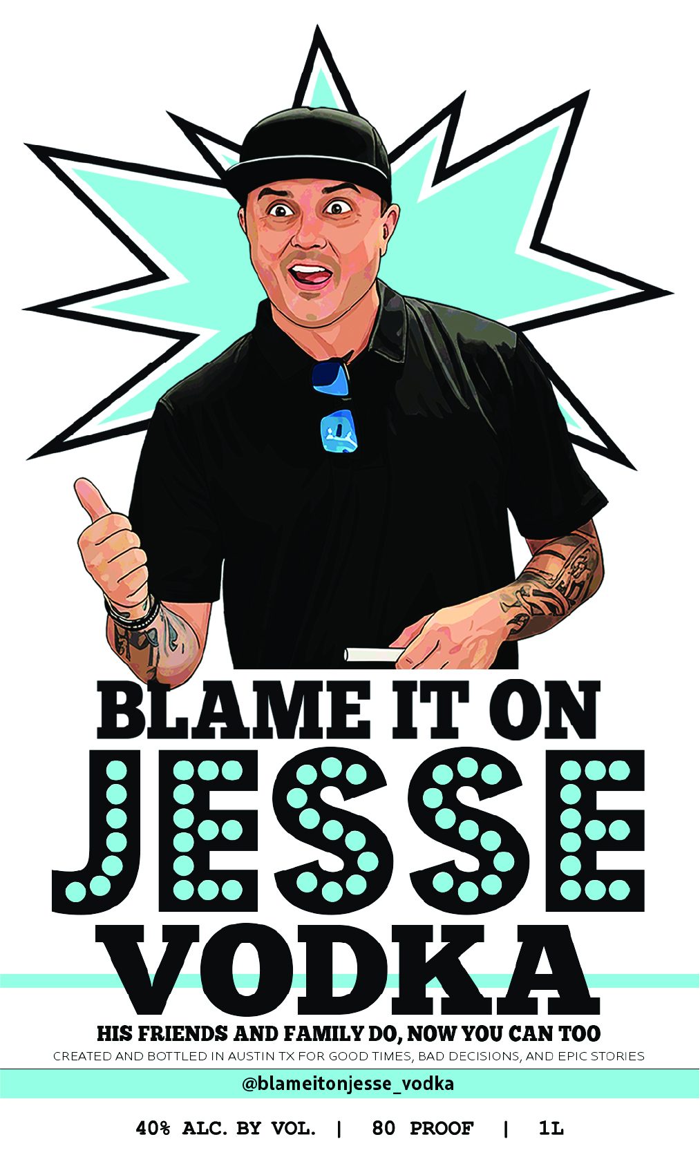 TABC label artwork for Blame It On Jesse Vodka