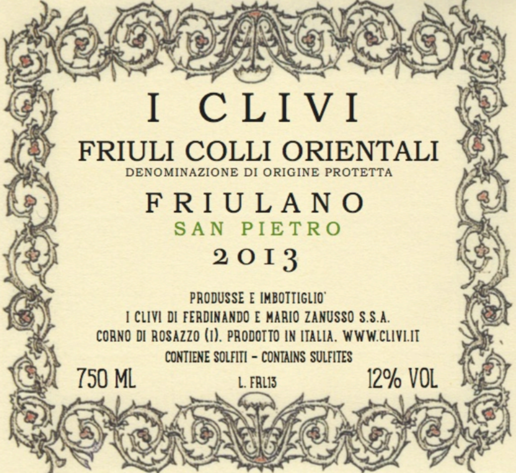 TABC label artwork for I CLIVI SAN PIETRO