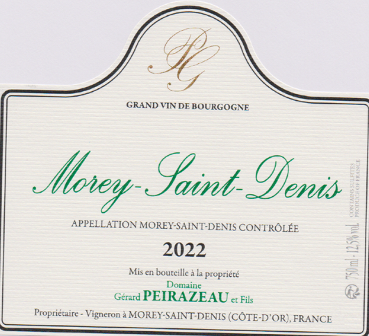 TABC label artwork for DOMAINE GERARD PEIRAZEAU ET FILS MOREY SAINT DENIS