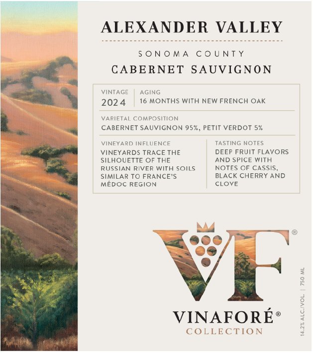 TABC label artwork for Vinafore Alexander Valley Cabernet Sauvignon