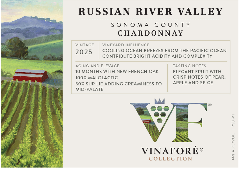 TABC label artwork for Vinafore Russian River Valley Chardonnay