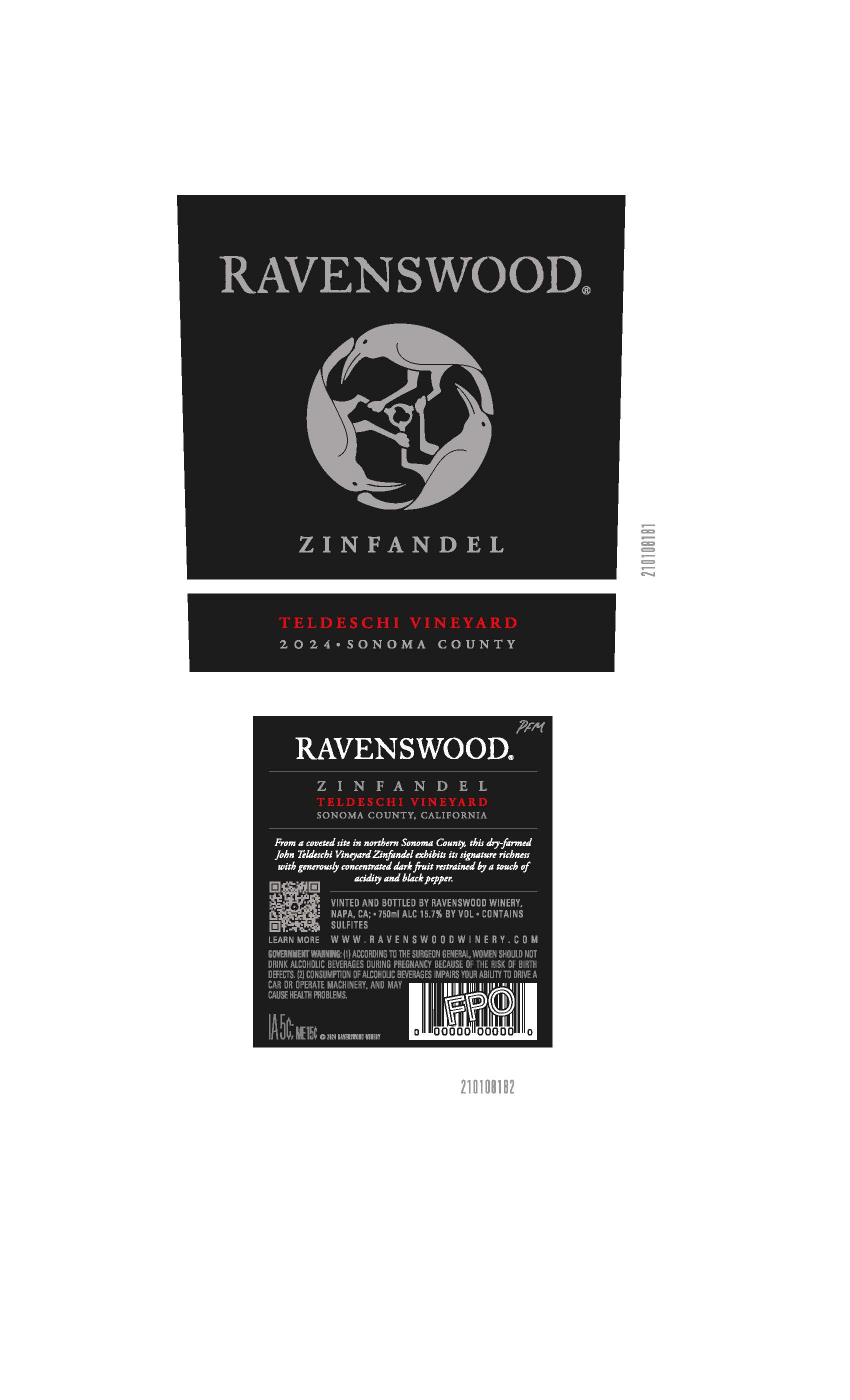 TABC label artwork for Ravenswood Zinfandel Teldeschi Vineyard