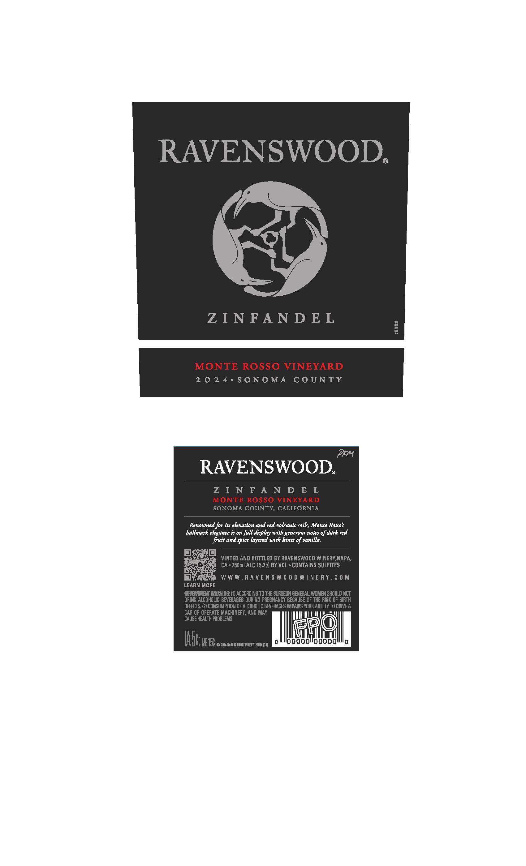 TABC label artwork for Ravenswood Zinfandel Monte Rosso Vineyards