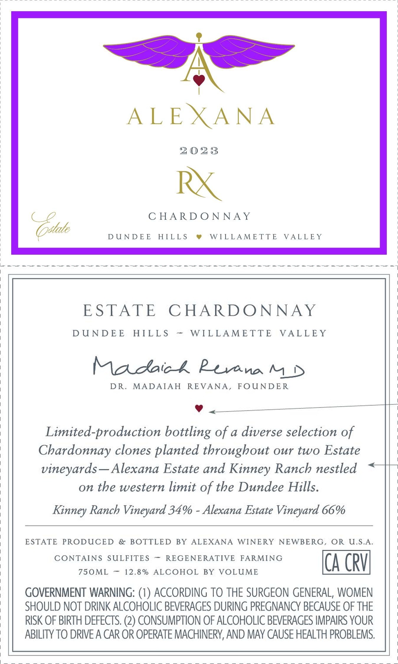 TABC label artwork for Alexana - RX Chardonnay