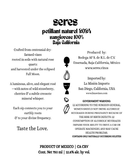 TABC label artwork for SERES LIQUID STARDUST