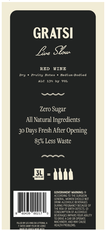 TABC label artwork for GRATSI RED