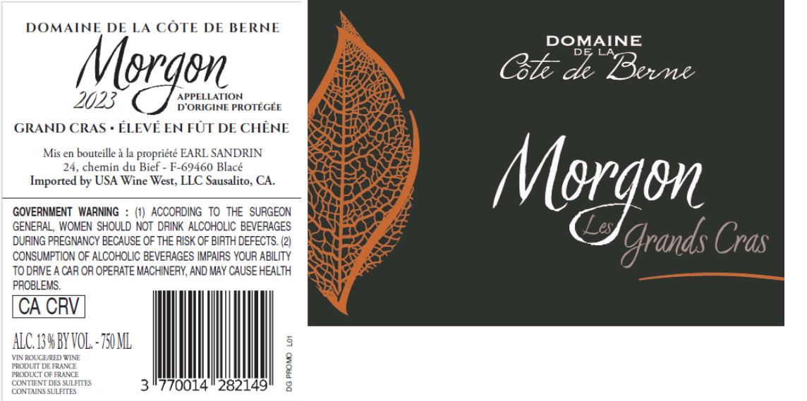 TABC label artwork for Domaine de la Cote de Berne Grand Cras Morgon