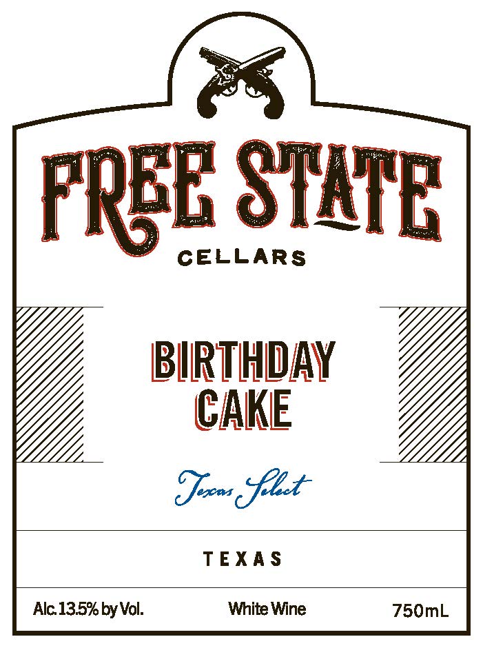 TABC label artwork for FREE STATE CELLARS BIRTHDAY CAKE