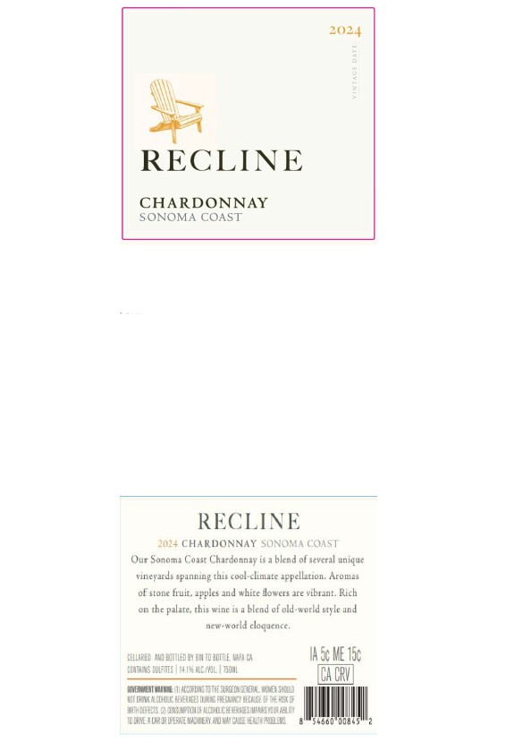 TABC label artwork for RECLINE CHARDONNAY SONOMA COAST