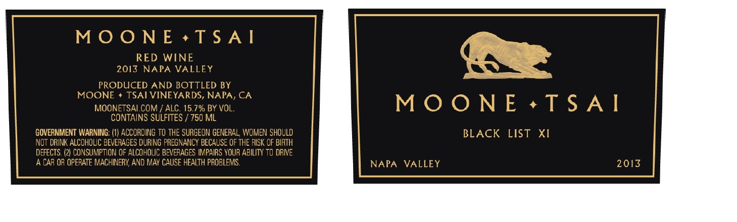 TABC label artwork for MOONE TSAI BLACK LIST XI NAPA VALLEY RED WINE
