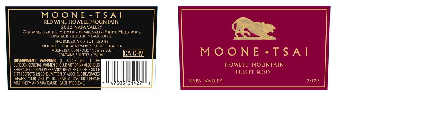 TABC label artwork for MOONE TSAI HILLSIDE BLEND HOWELL MOUNTAIN CABERNET SAUVIGNON