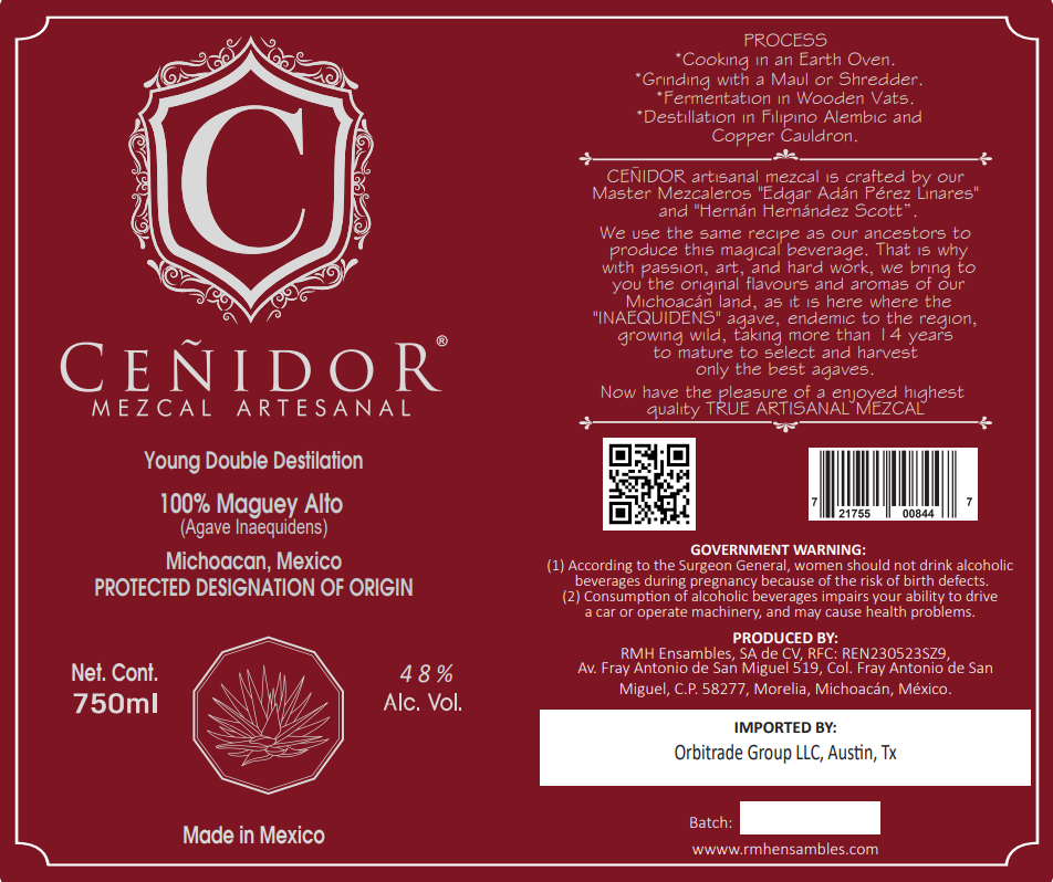 TABC label artwork for Cenidor Mezcal