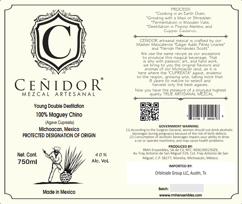 TABC label artwork for Cenidor Mezcal