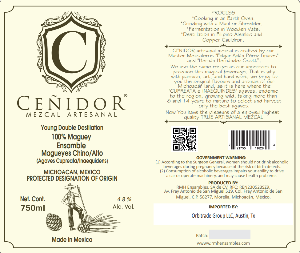 TABC label artwork for Cenidor Mezcal