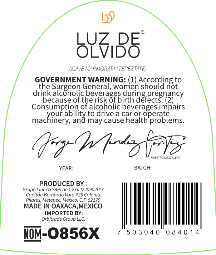 TABC label artwork for Luz De Olvido
