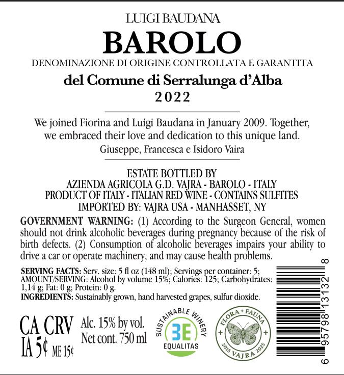 TABC label artwork for LUIGI BAUDANA DEL COMUNE DI SERRALUNGA D'ALBA