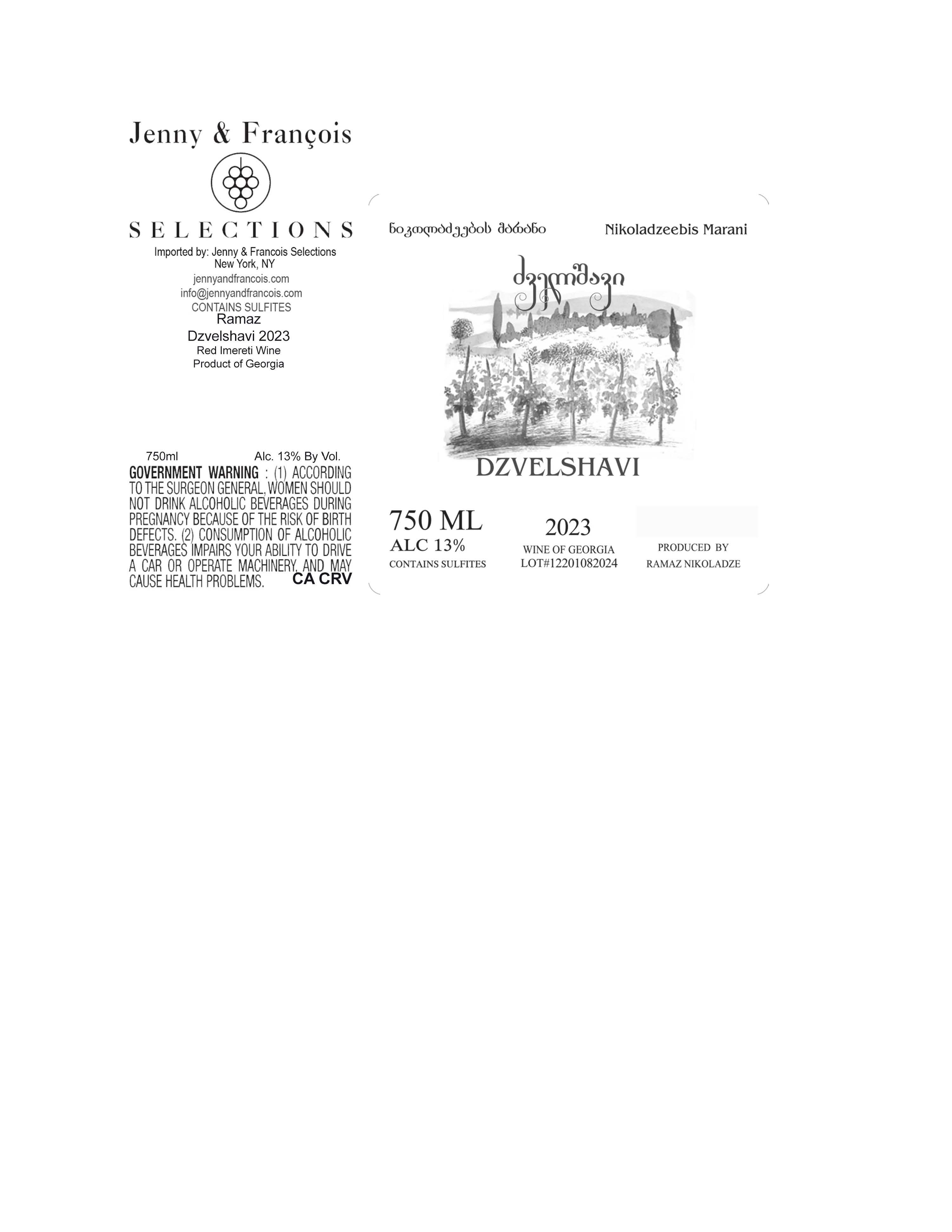 TABC label artwork for Ramaz, Dzvelshavi