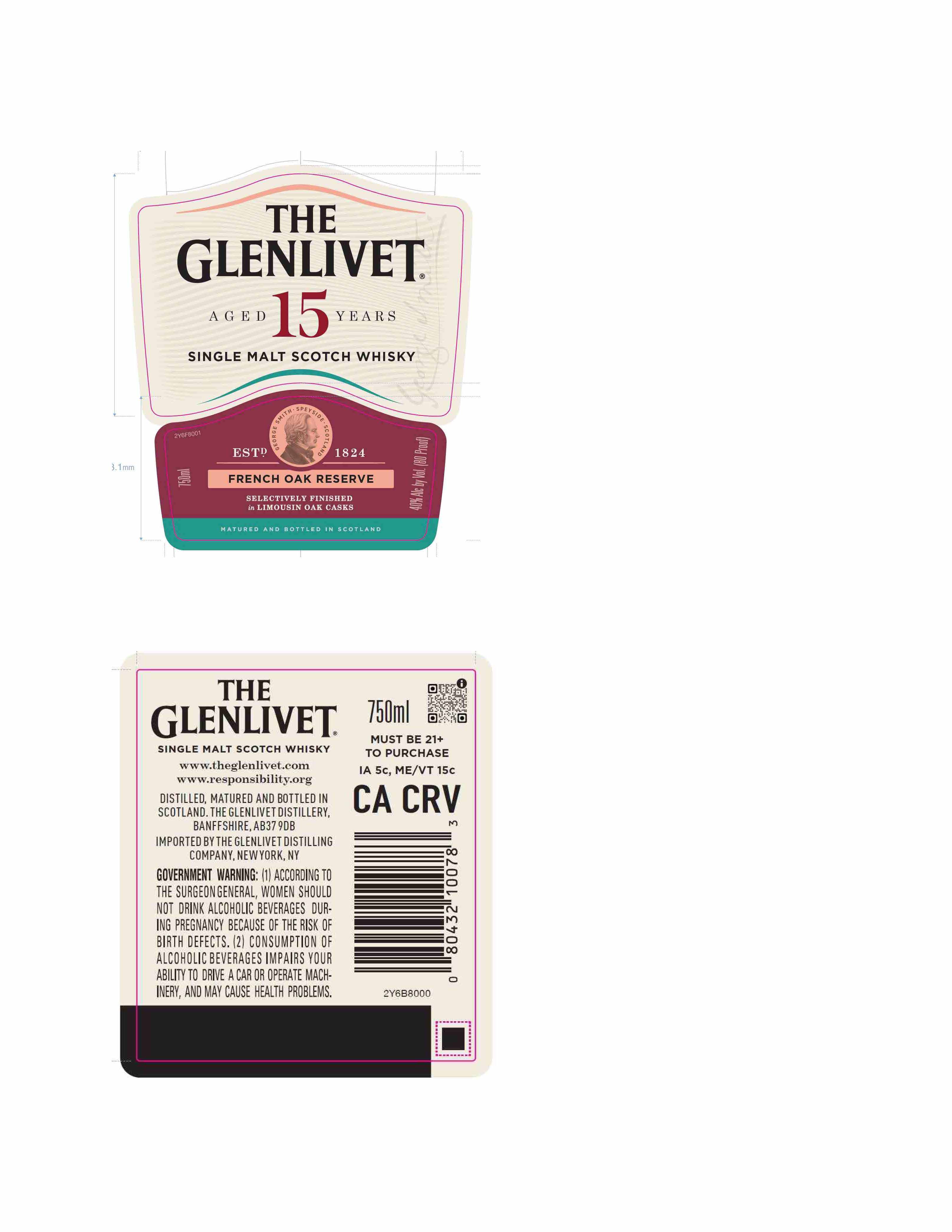 TABC label artwork for The Glenlivet 15 YO French Oak Reserve