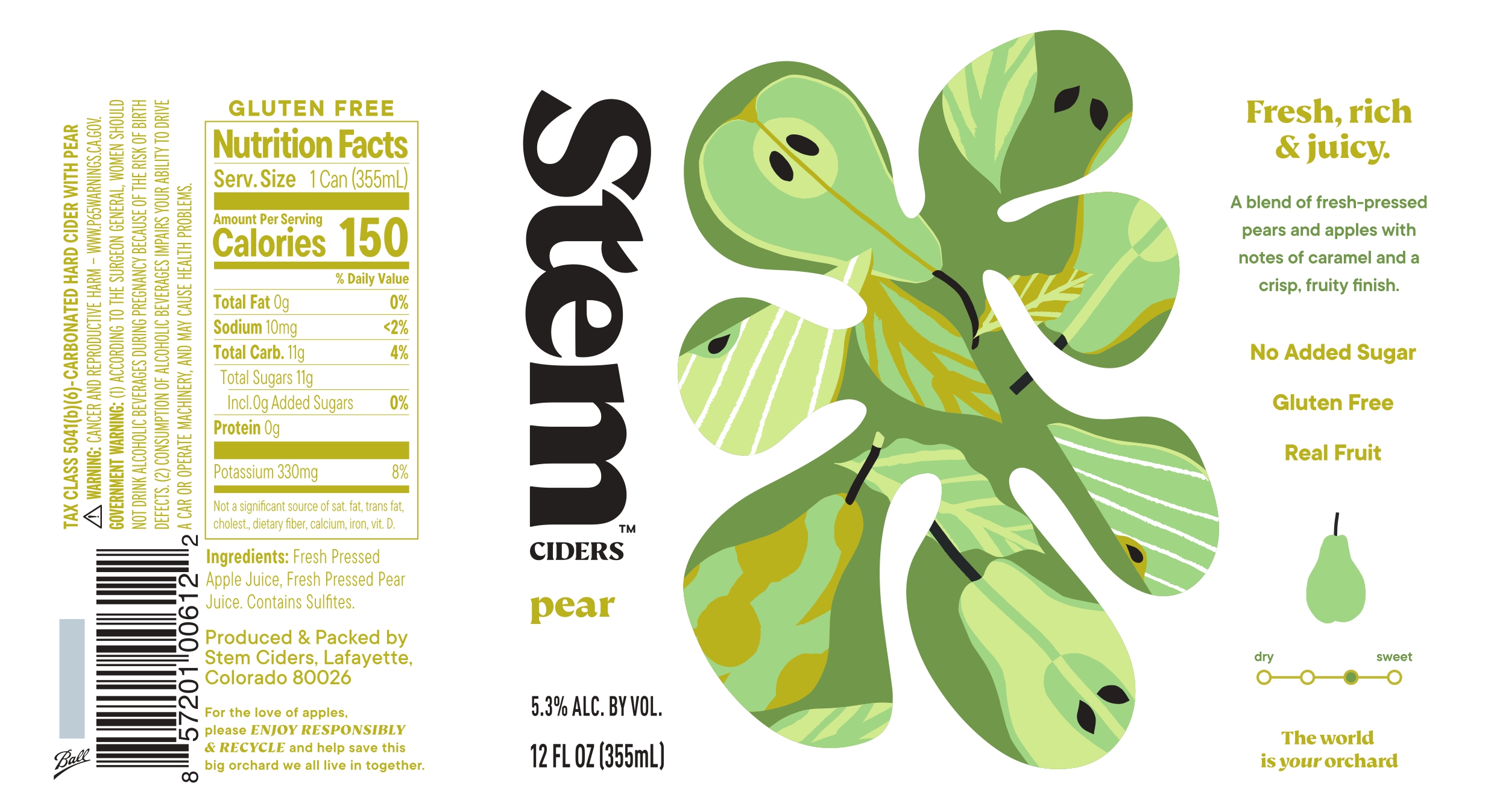 TABC label artwork for Stem Ciders Pear