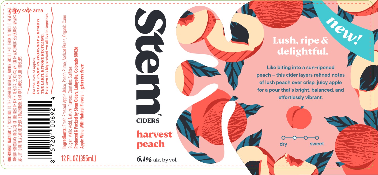 TABC label artwork for Stem Ciders Harvest Peach