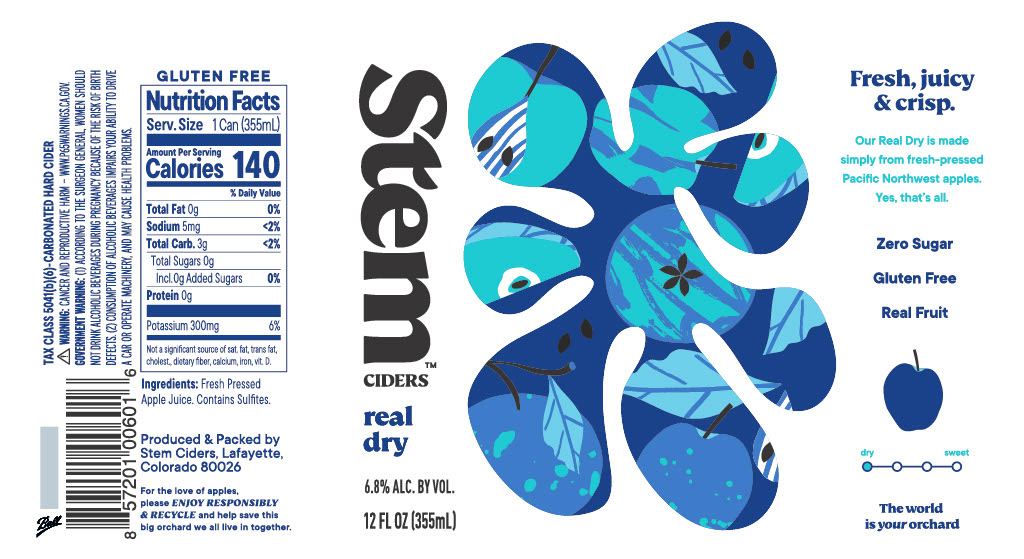 TABC label artwork for Stem Ciders Real Dry