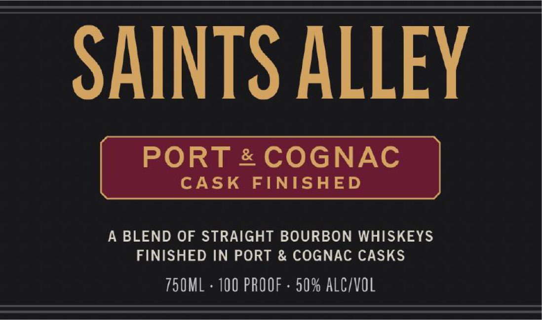 TABC label artwork for Saints Alley Bourbon Port Cognac Cask