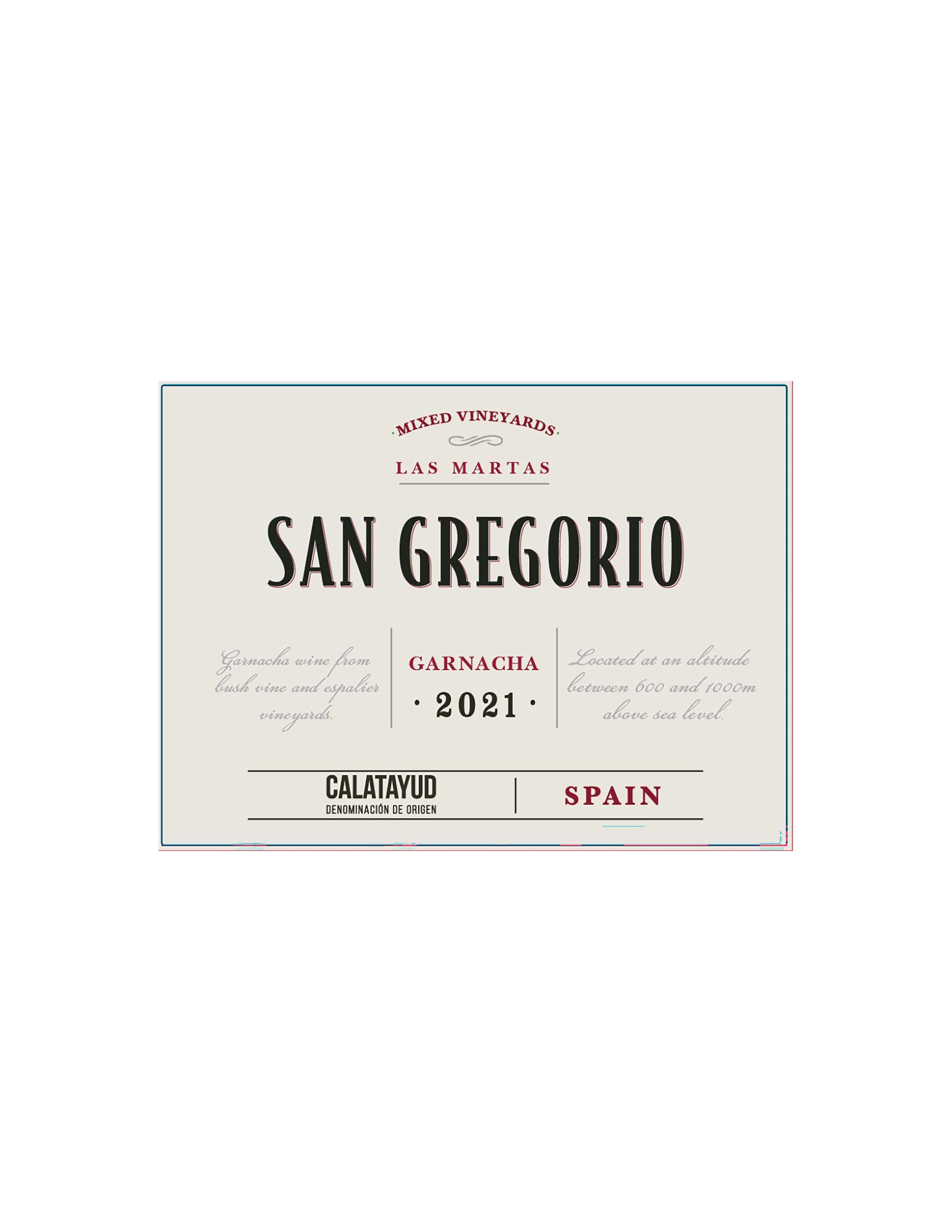 TABC label artwork for San Gregorio Red Las Martas Calatayud