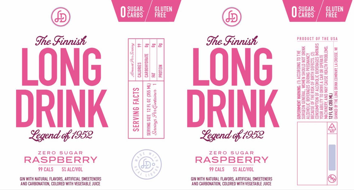 TABC label artwork for LONG DRINK GIN SPECIALTIES ZERO SUGAR RASPBERRY
