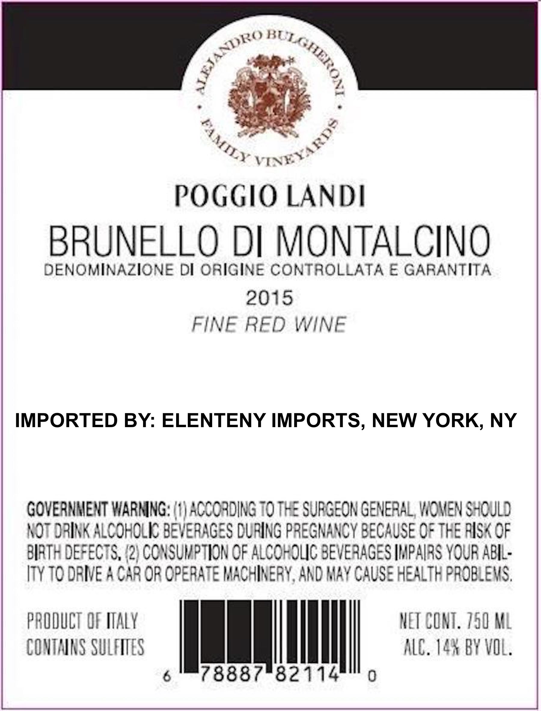 TABC label artwork for Poggio Landi Brunello di Montalcino