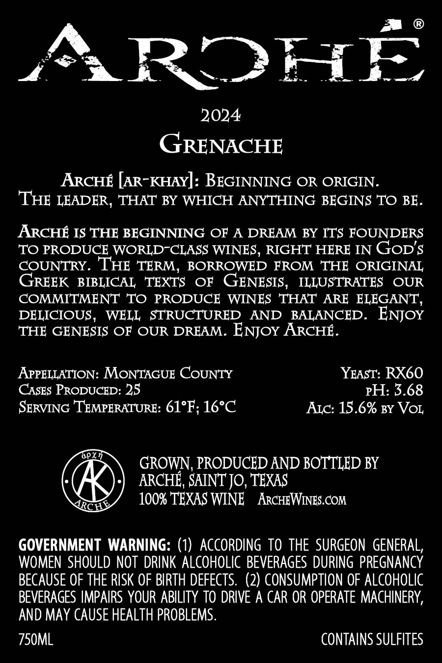 TABC label artwork for Arche