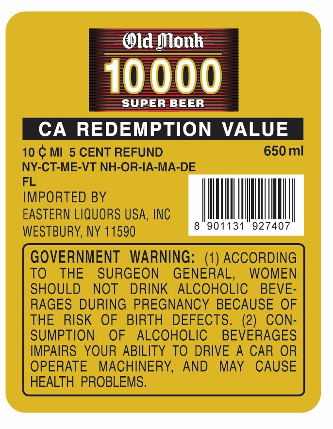 TABC label artwork for OLD MONK 10000