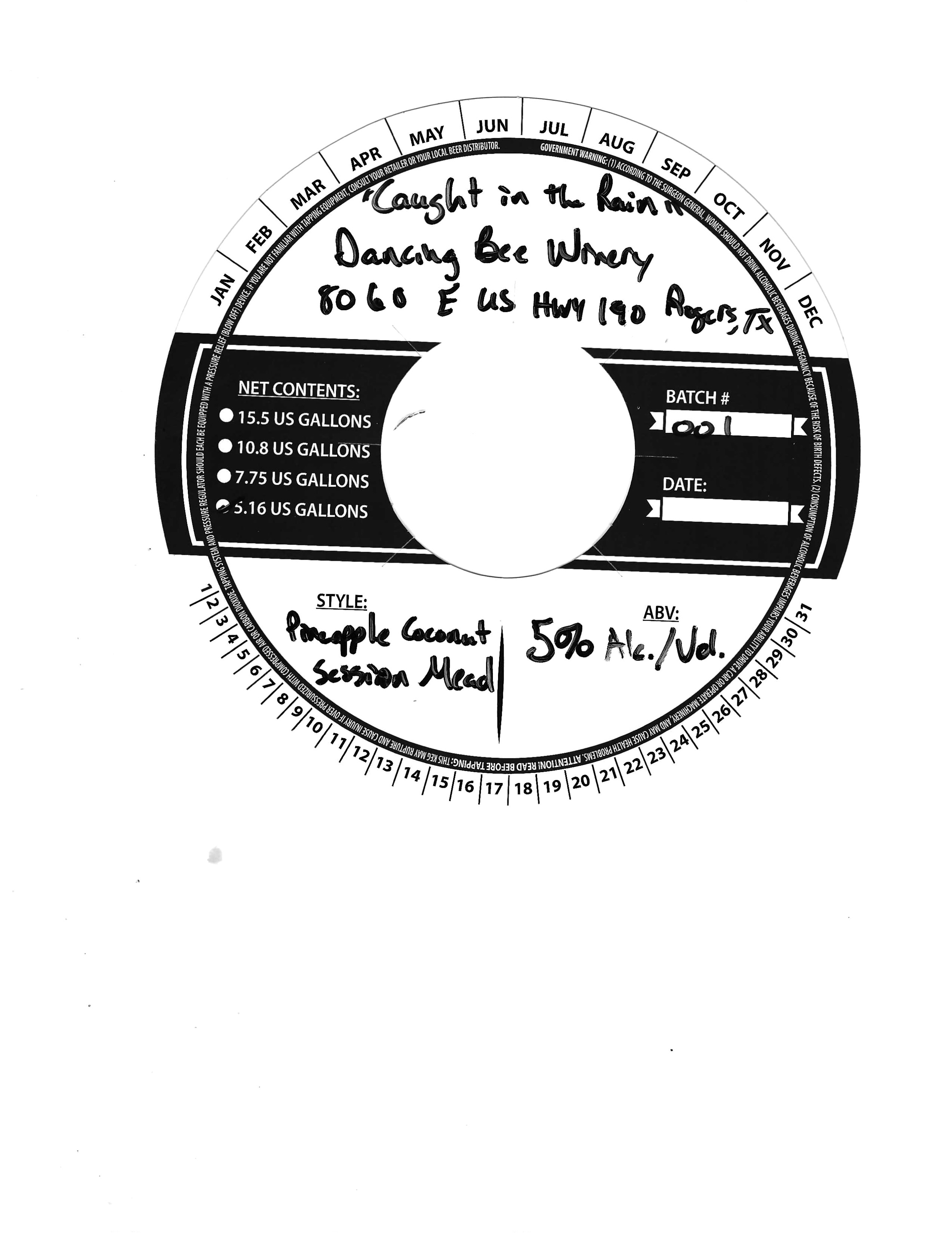 TABC label artwork for Caught in the Rain