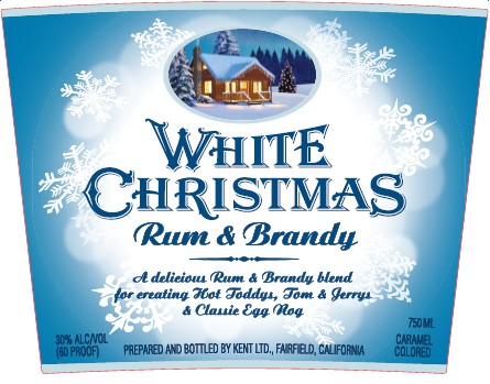 TABC label artwork for WHITE CHRISTMAS RUM & BRANDY