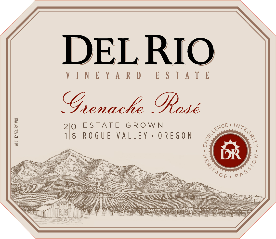 TABC label artwork for Del Rio Vineyards Grenache Rosé