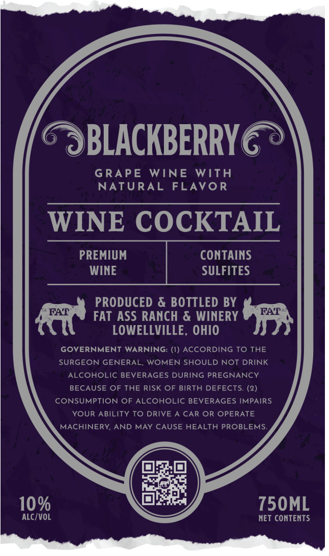 TABC label artwork for FAT ASS RANCH & WINERY BLACKBERRY