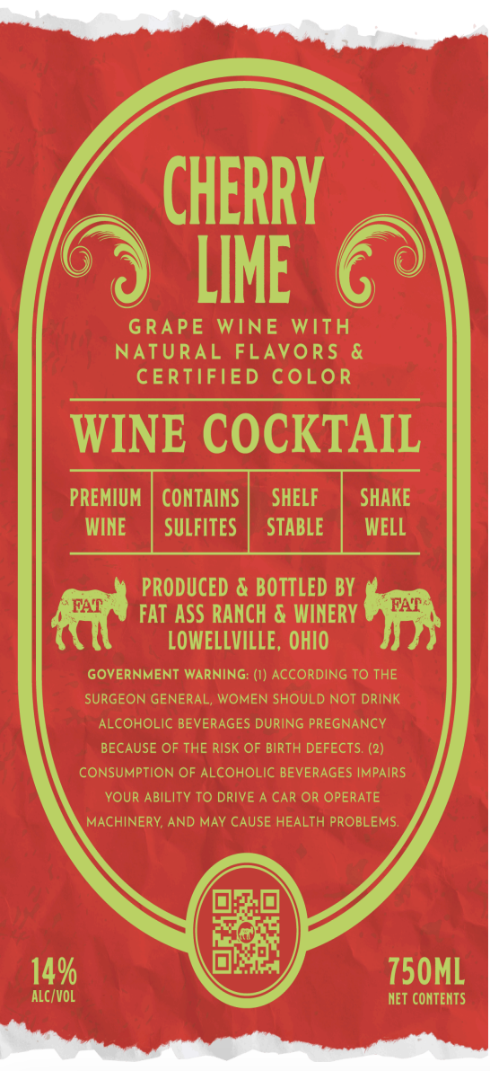TABC label artwork for FAT ASS RANCH & WINERY CHERRY LIME