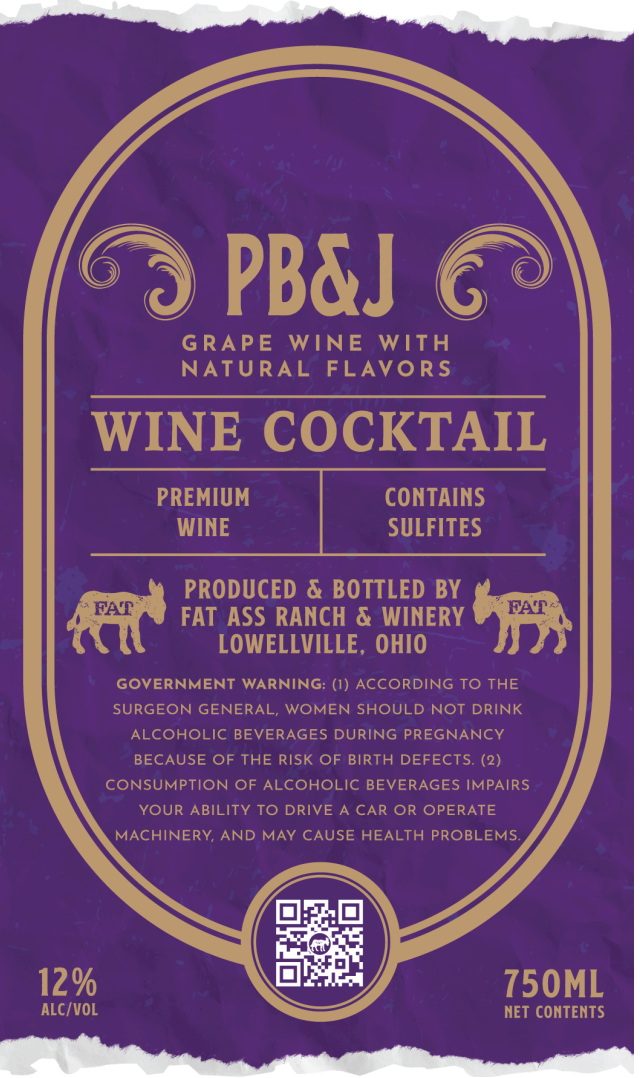 TABC label artwork for FAT ASS RANCH & WINERY PB&J