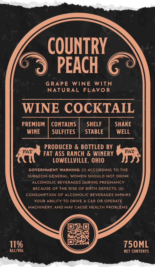 TABC label artwork for FAT ASS RANCH & WINERY COUNTRY PEACH