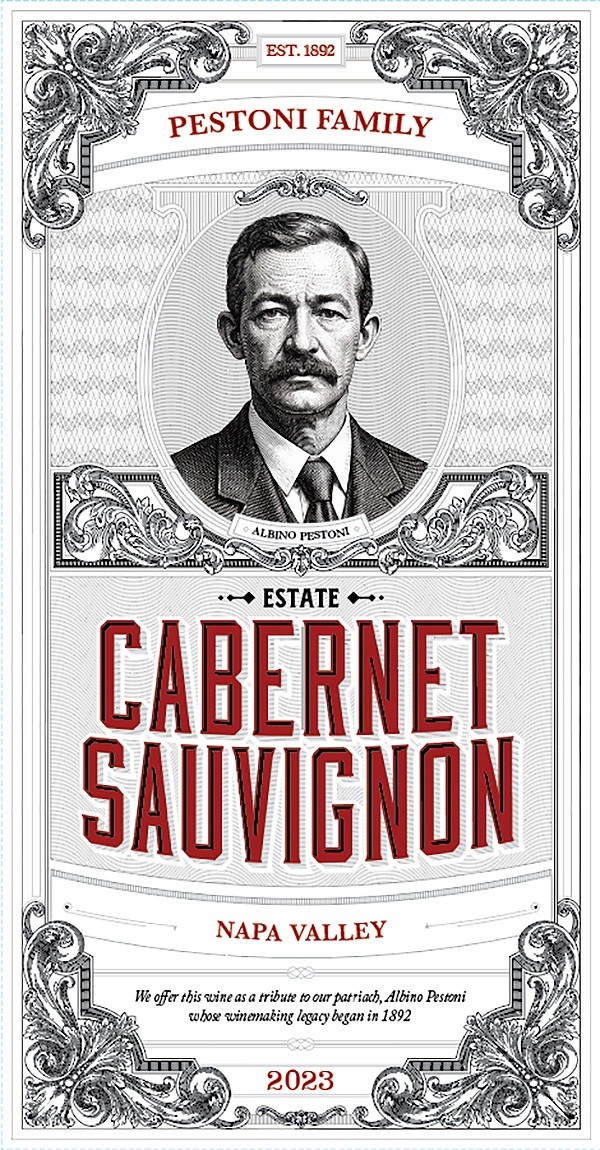 TABC label artwork for Pestoni Family Cabernet Sauvignon Napa Valley