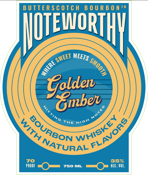 TABC label artwork for Noteworthy Golden Ember Butterscotch Bourbon Whiskey
