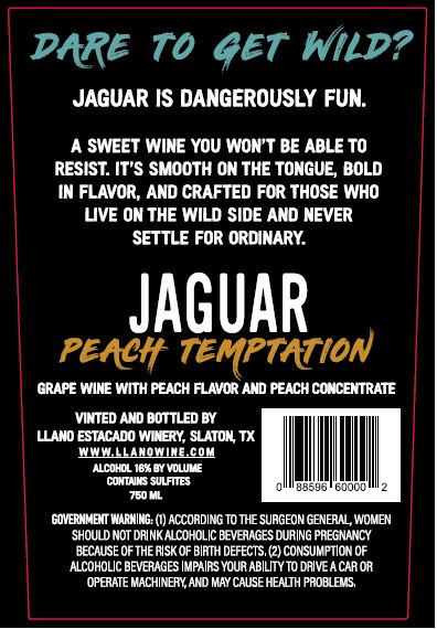 TABC label artwork for JAGUAR PEACH TEMPTATION