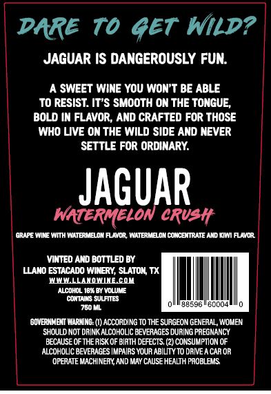 TABC label artwork for JAGUAR WATERMELON CRUSH