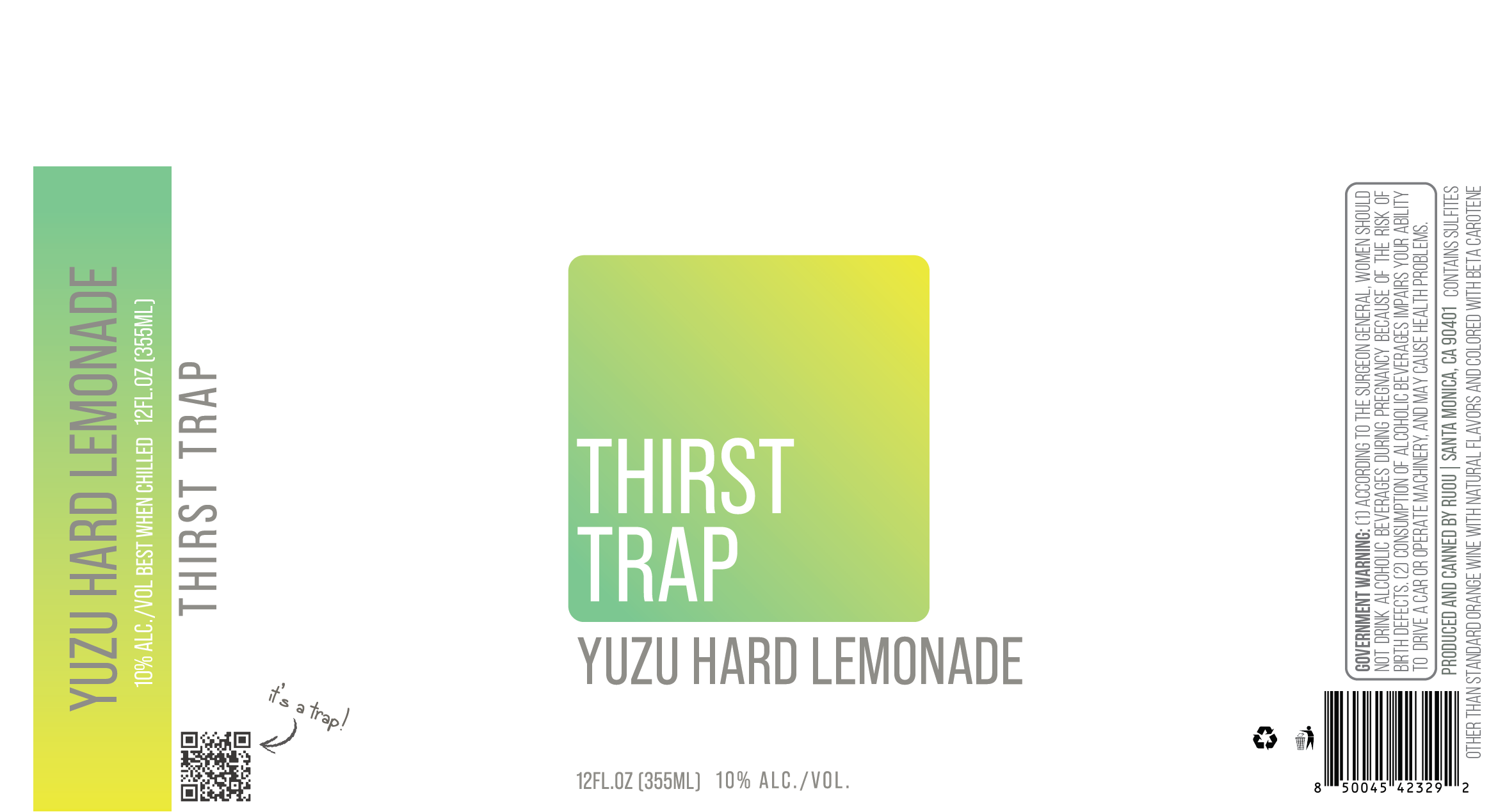 TABC label artwork for Thirst Trap Yuzu Hard Lemonade