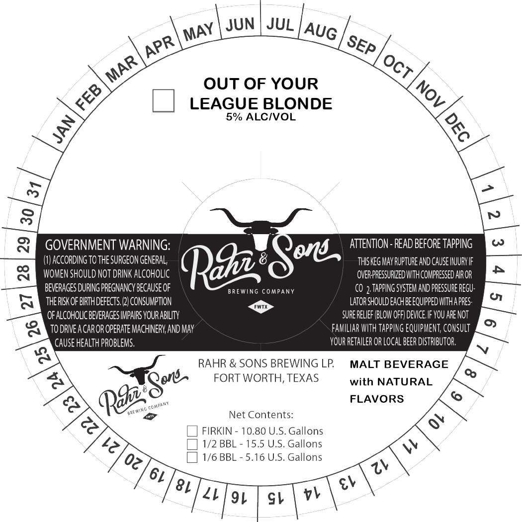 TABC label artwork for Out of Your League Blonde