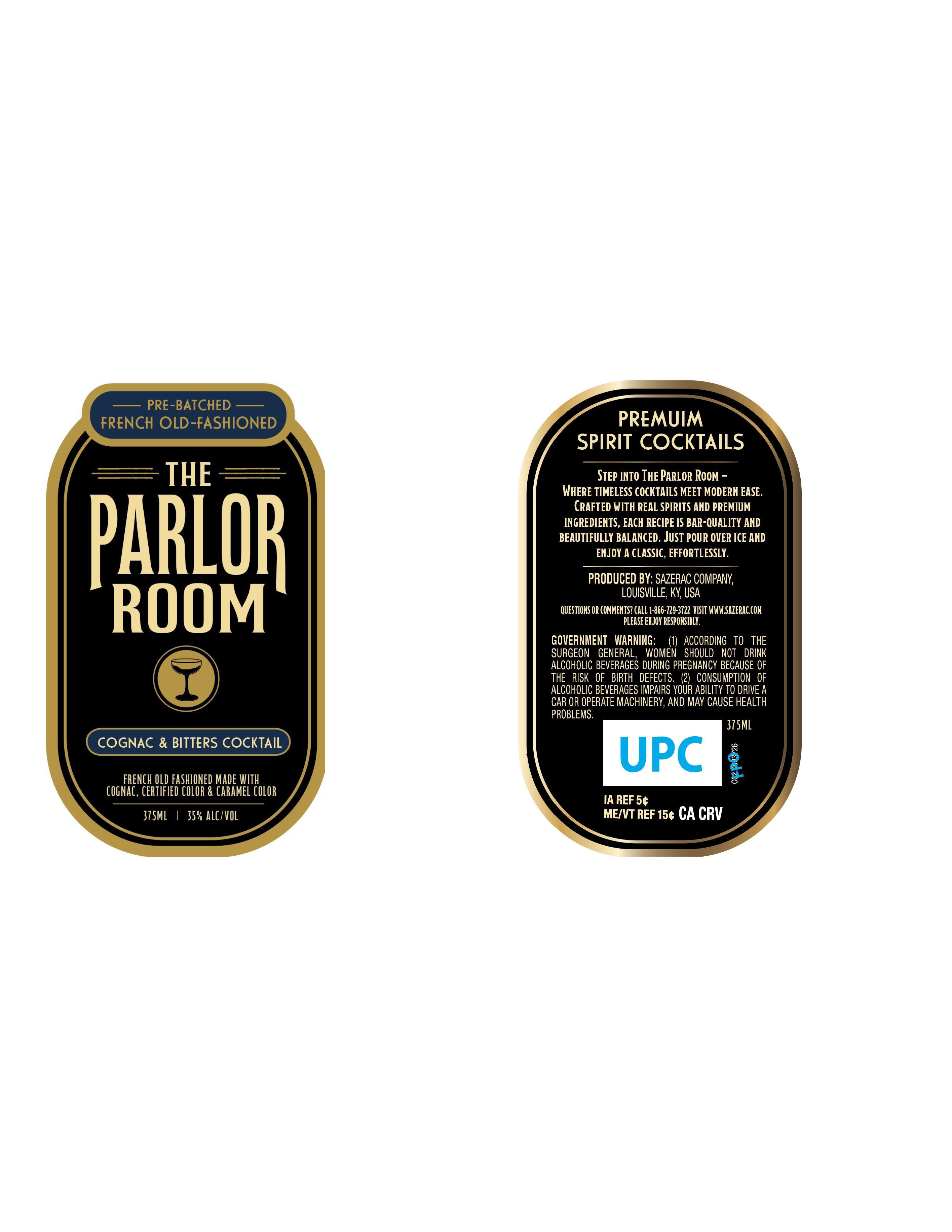 TABC label artwork for The Parlor Room French Old Fashioned Cognac & Bitters Cocktail