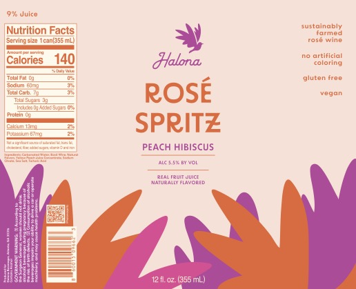 TABC label artwork for Halona Beverages Rose Spritz Peach Hibiscus