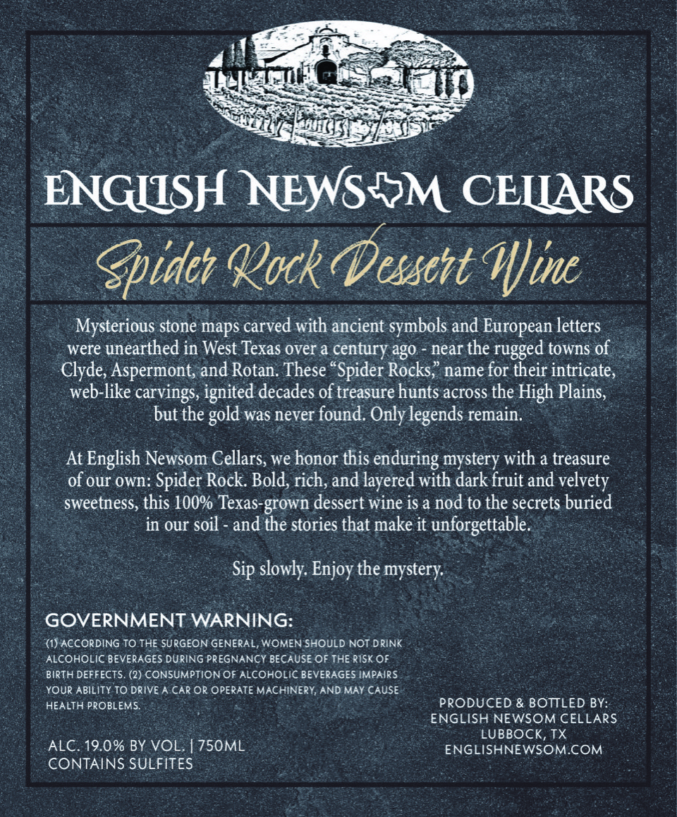 TABC label artwork for English Newsom Cellars Spider Rock