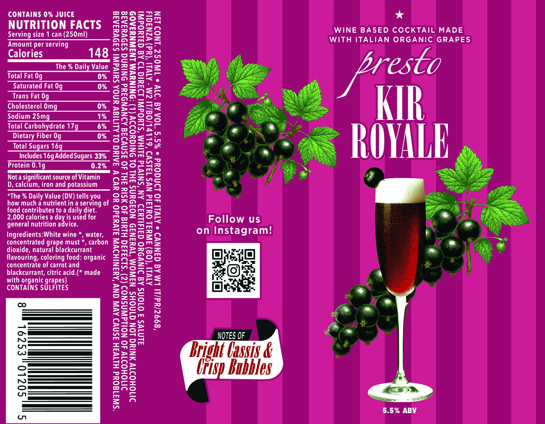 TABC label artwork for PRESTO KIR ROYALE