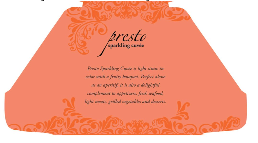 TABC label artwork for PRESTO SPARKLING CUVEE BRUT