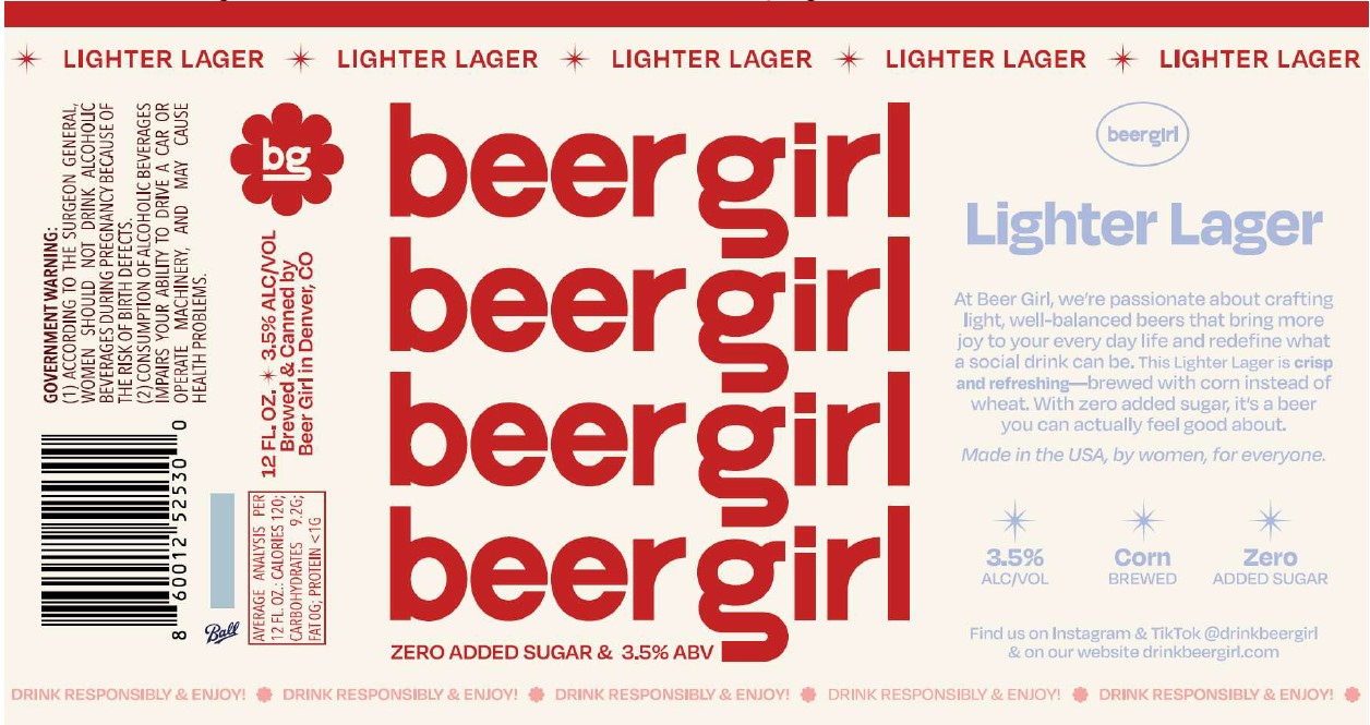 TABC label artwork for Beer Girl Lighter Lager